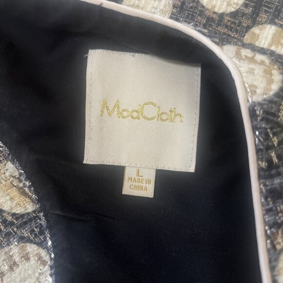 ModCloth Metallic Polka Dot Dress Women's Sz L Lined Pockets Zipper - Picture 10 of 15